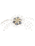 Χτενάκι μεταλλικό νυφικό λουλούδι δίχρωμο με μακριές ακτίνες διακοσμημένο με στράς