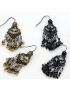 Σκουλαρίκια μεταλλικά Boho διακοσμημένα με χάντρες σε καφέ και μαύρο χρώμα