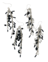 Σκουλαρίκια μεταλλικές ασημί αλυσίδες διακοσμημένες με χάντρες σε μαύρο και λευκό χρώμα