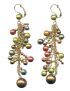 Σκουλαρίκια μεταλλικά μακριά διακοσμημένα με πολύχρωμες πέρλες
