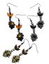 Σκουλαρίκια μεταλλικά παλαιωμένα διακοσμημένα με στράς σε 3 χρώματα