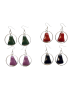 Σκουλαρίκια μεταλλικοί κρίκοι με πλαστικές πέτρες σε 5 χρώματα-Μωβ