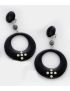 Σκουλαρίκια πλαστικά κρεμαστά με κλίπ  σε μαύρο χρώμα διακοσμημένα με μαύρη χάντρα και λευκά στράς